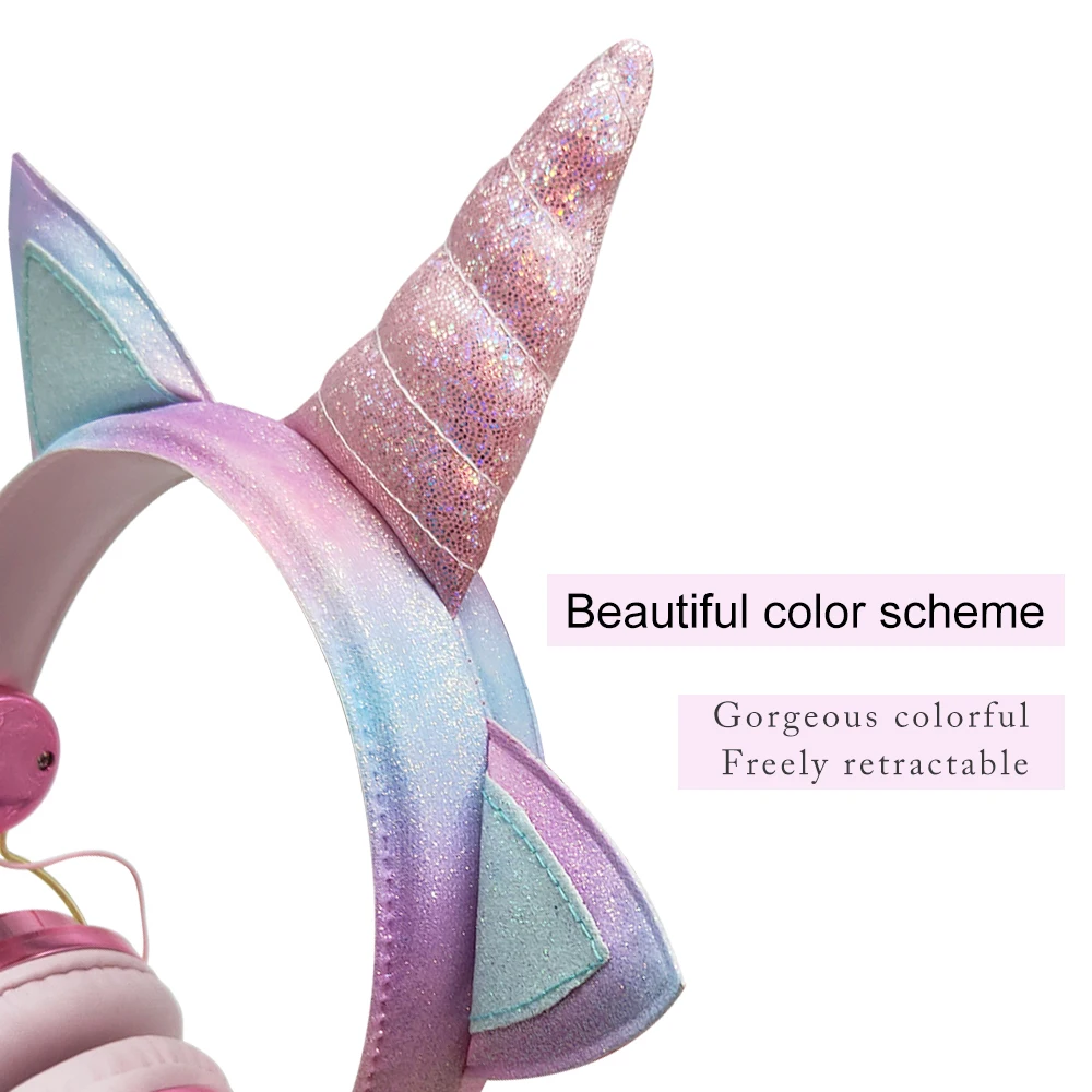 Funny Kids Headset Colorful Diamond Unicorn Headphones Music Stereo Wired Earphones With Gifts Box Christmas Brithday Gifts