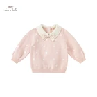 DBL19624 dave bella осенний милый Рождественский вязаный свитер для маленьких девочек со съемным бантом в горошек Модные Детские топы для маленьких девочек
