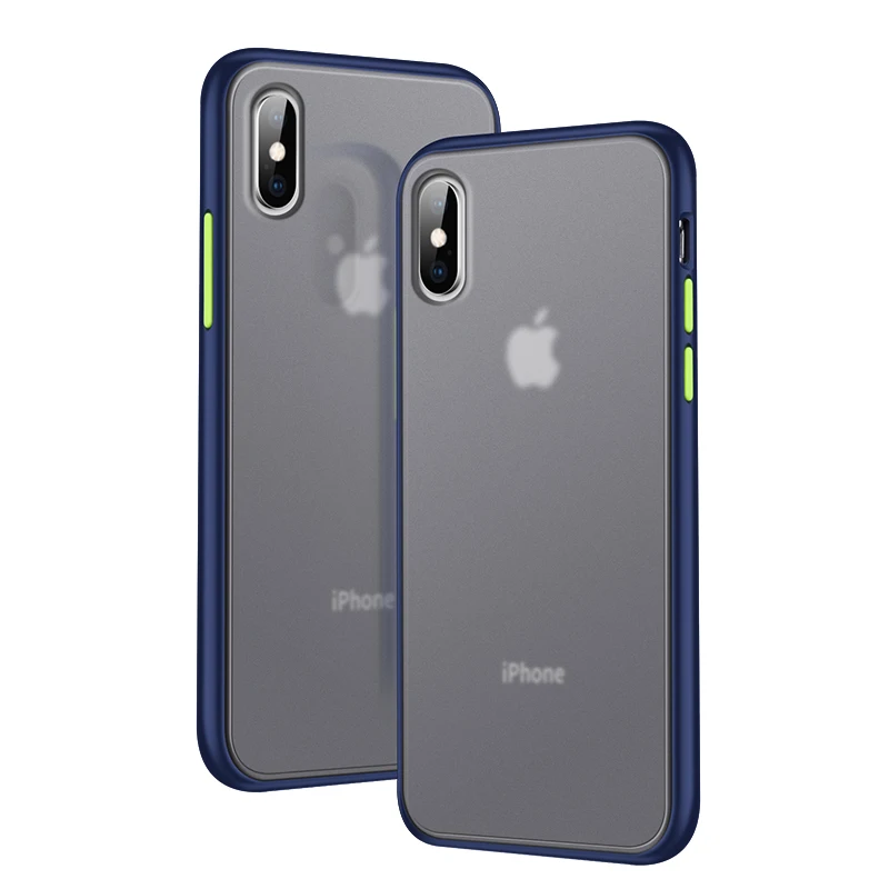 Противоударный чехол для телефона iPhone XR Xs Max X Гибридный цветной матовый