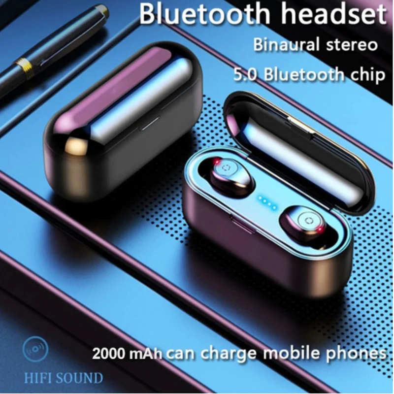 

Bluetooth 5.0 Earphones 2200mAh Charging Box Wireless Headphone 9D Stereo Sports Waterproof Earbuds Headsets With Microphone