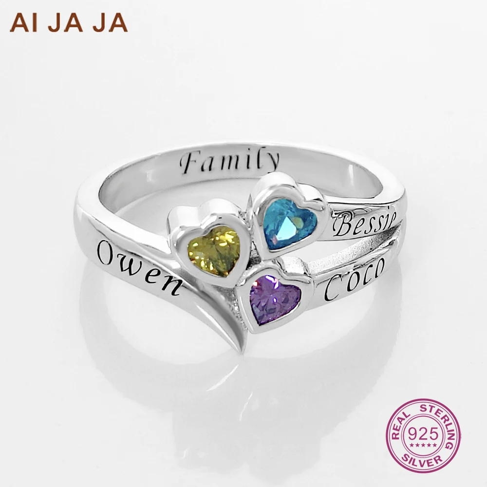 Кольца AIJAJA с камнями по месяцу рождения На заказ из стерлингового серебра 3