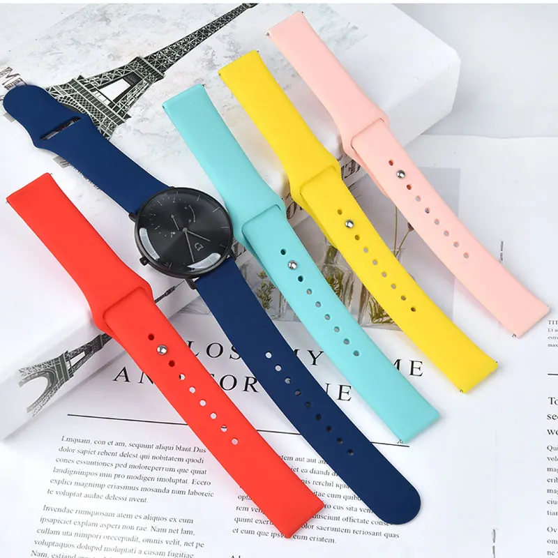 

20mm/22mm strap For Samsung Galaxy watch 3/46mm/42mm/Active 2/Gear S3/S2 Silicone bracelet band Huawei watch GT 2/2e/pro band