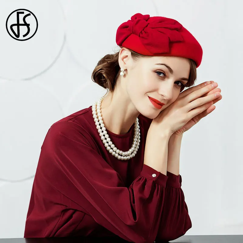 Женская фетровая шляпка Таблетка FS шерстяная с бантом винтажная для церкви и