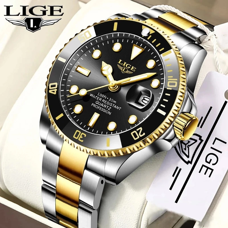 

Relogio Masculino LIGE Fashion Diver Watch Men Stainless Steel Waterproof Quartz Date Clock Luxury Sport WristWatch Dropshipping