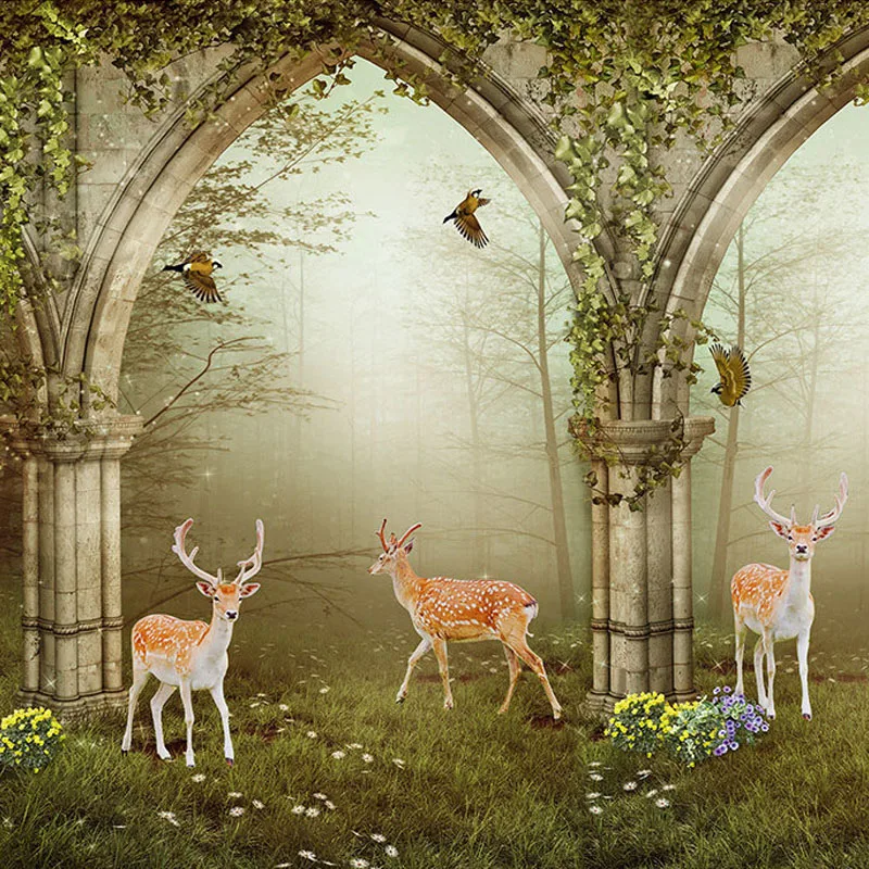 3D фото на заказ настенная бумага домашний декор лесная АРКА Сика олень живопись