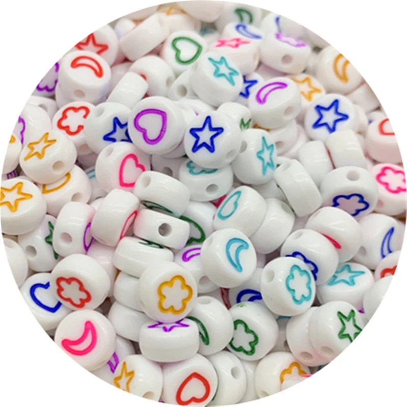 100 шт./лот 7 мм звезды и луна бусины овальной формы акриловые бусины-разделители