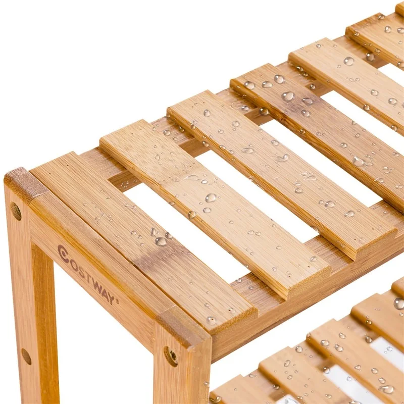 

High Quality Multifunctional 3 Bamboo Adjustable Utility Storage Stand Rack Bathroom Living Room Kitchen Storage HW57415