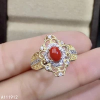 kjjeaxcmy fine jewelry natural red coral 925 sterling silver new women gemstone ring support test trendy