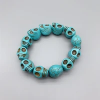 folisaunique turquoise bracelet for women girls stretch elastic punk cool hip hop accessorie skull bracelet