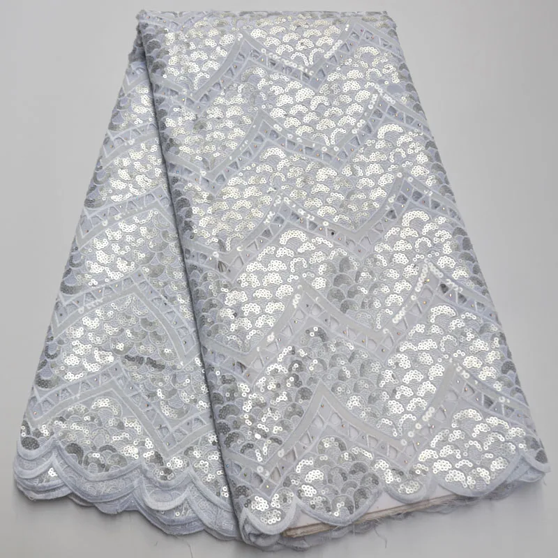 luxury Sequins Lace Fabric High Quality Latest African French Tulle Organza With stone Wedding P-8 |