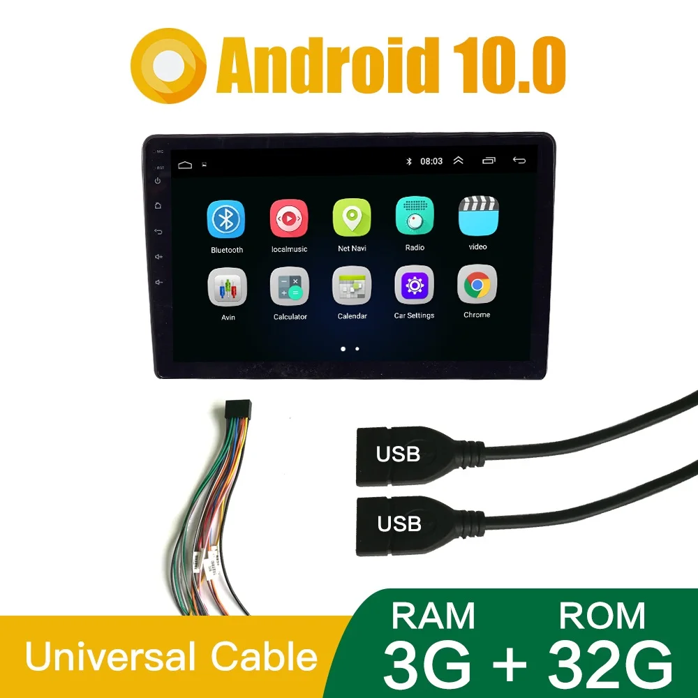 Universal 9 INCH 10 INCH Android 10,0 Octa Core 3GB RAM 32GB ROM Auto radio Multimedia Video Player stereo Android Auto Carplay