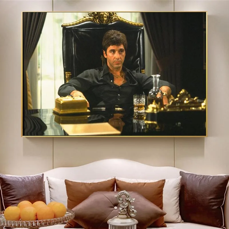

Modern Portrait Art Canvas Art Painting Poster and Prints Wall Art Tony Montana Picture for Living Room Home Decoration