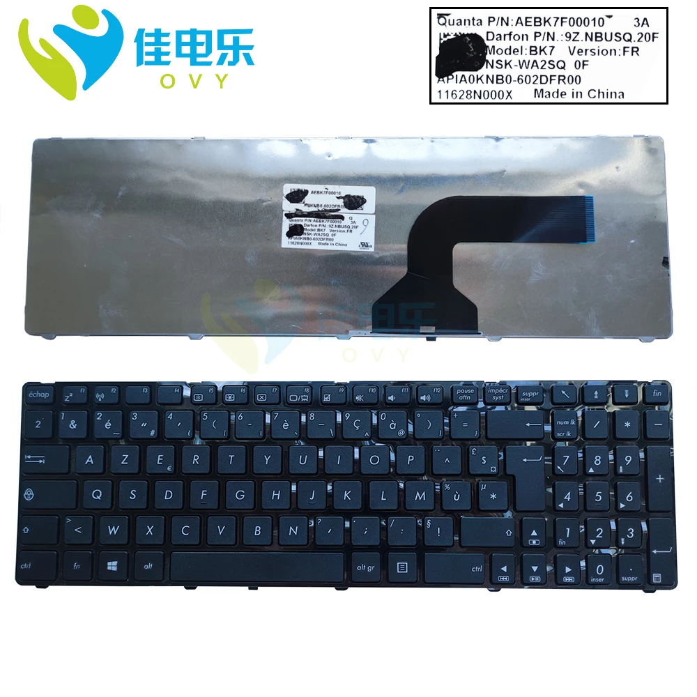 

Azerty French laptop keyboard for ASUS K52J K52JR K52JU K52N K52 R503 A52J K52F K53S K53SV K72F K52 K55D Euro keyboards 602DFR00