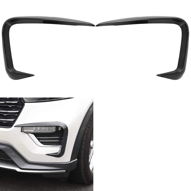 

Carbon Fiber Car Front Bumper Spoiler Air Knife Fog Lamp Eyebrow Cover Trim for Ford Explorer 2020 2021