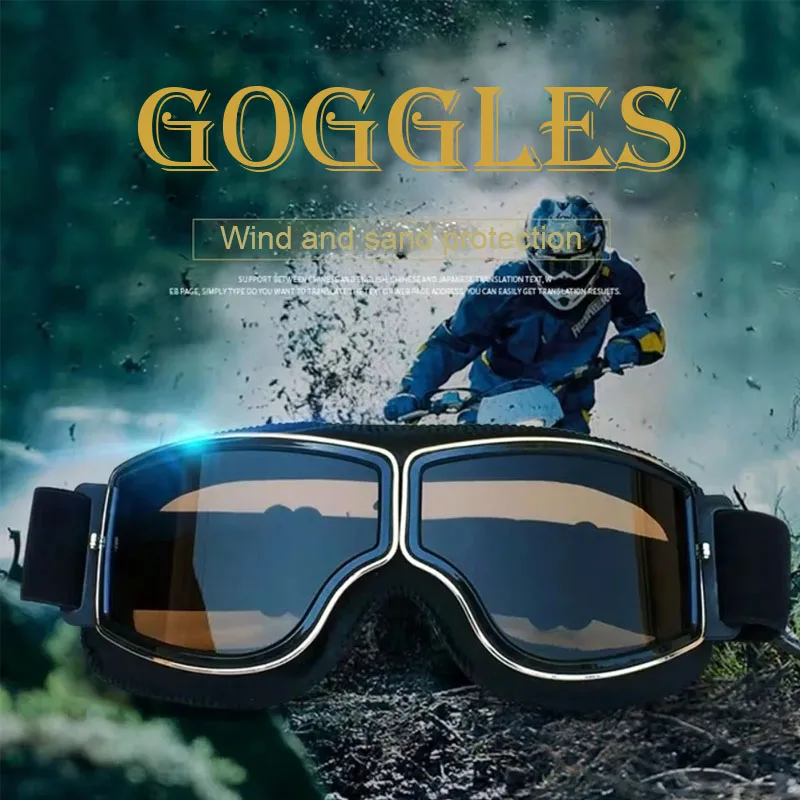 

Universal Motorcycle Vintage Goggles Pilot Motorbike Scooter Biker Glasses Steampunk Goggles For Moto Helmet