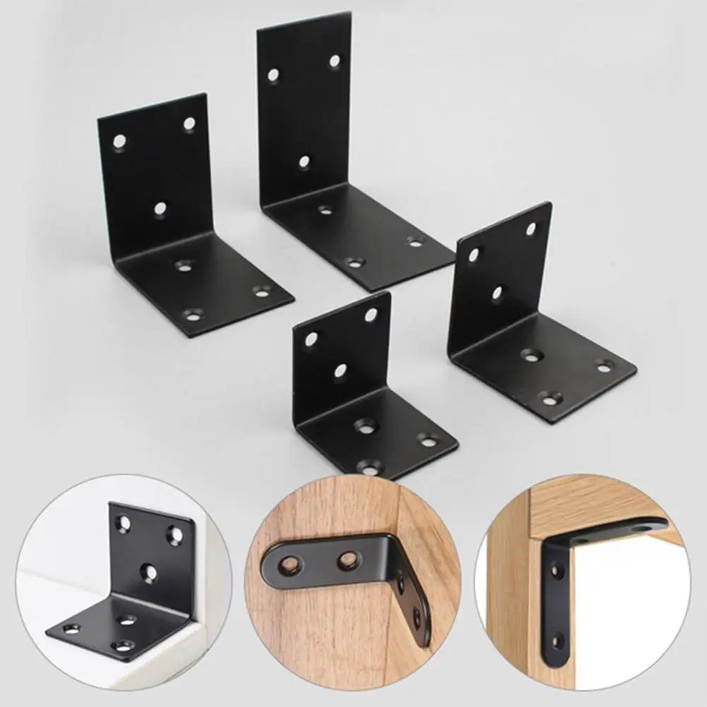 

1Pc L Shape Black Steel Angle Bar 90 Degree Right Angle Hardware Angle Fixed Bracket Block Connector Furniture B8B7