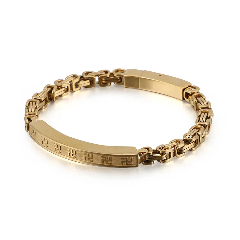 

High Quality Stainless Steel Woven Regal Bracelet, Punk Style Retro Men's Buddhist Button Bracelet Jewelry, Luxury Gift Free
