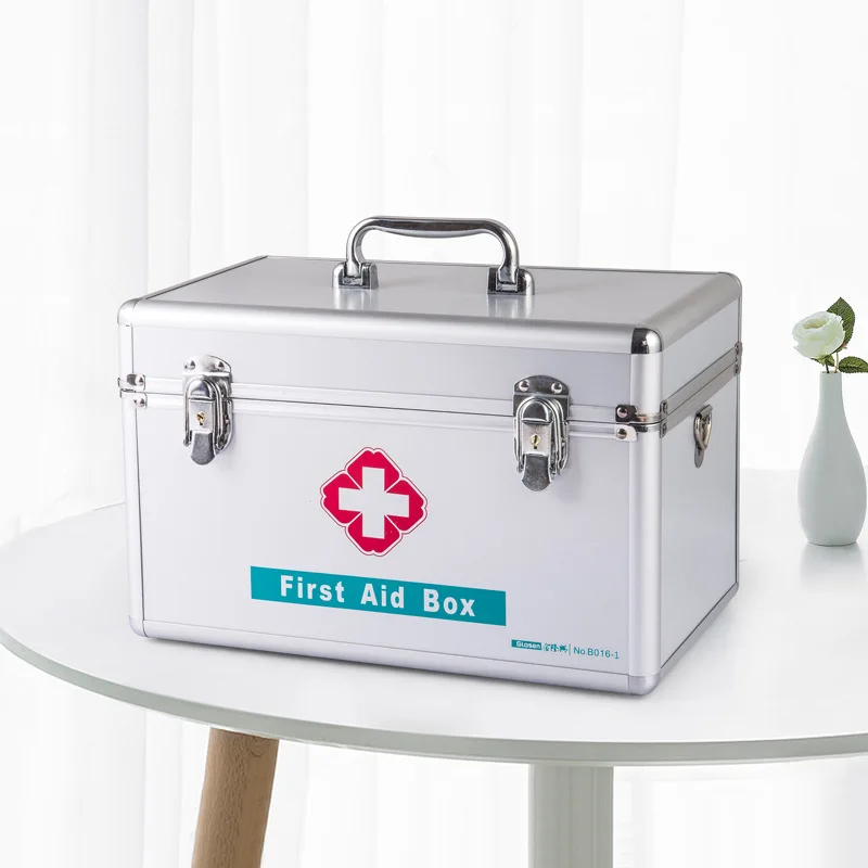 

16 inch safety medicine box b016-3 aluminum alloy family medicine box with lock household medical box