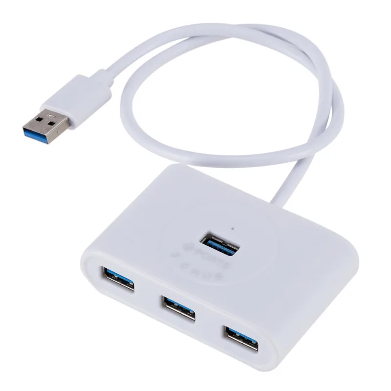 Белый USB 3,0 концентратор 50 см высокоскоростной 4 порта с блоком питания USB3.0 сплиттер OTG адаптер для iMac НОУТБУК настольные компьютерные аксессуары - Цвет: Белый
