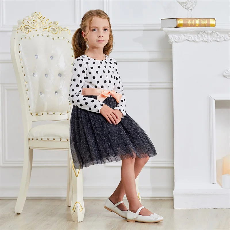 Polka Dots Autumn Winter Long Sleeves Girl Clothes Casual Kids Dress for Girls Tutu Party Children Clothing Wear | Детская одежда и