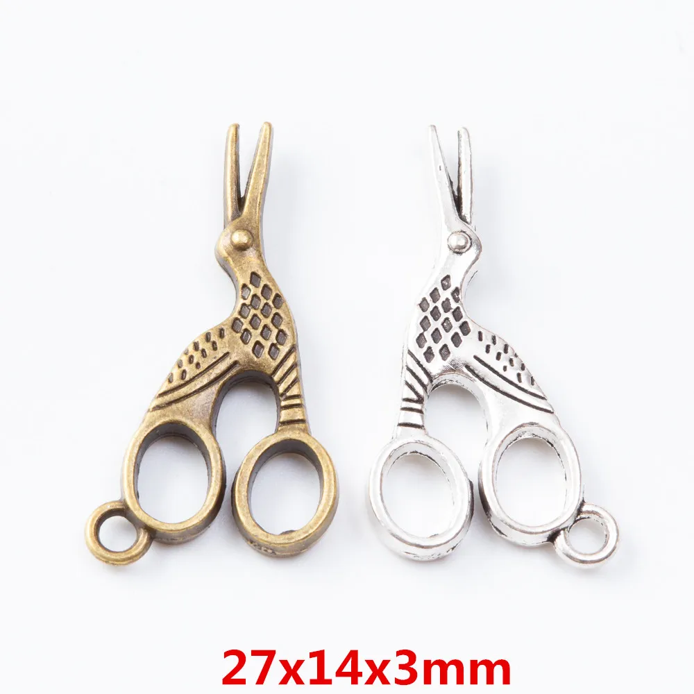 50 pieces of retro metal zinc alloy scissors pendant for DIY handmade jewelry necklace making 7064 | Charms
