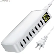 Multi 8 Port USB Fast Charger Desk Phone Carregador LCD Display Charger Dock For Smartphone Iphone charger Samsung Xiaomi
