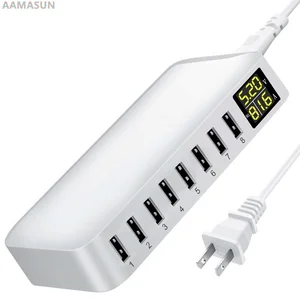 multi 8 port usb fast charger desk phone carregador lcd display charger dock for smartphone iphone charger samsung xiaomi free global shipping
