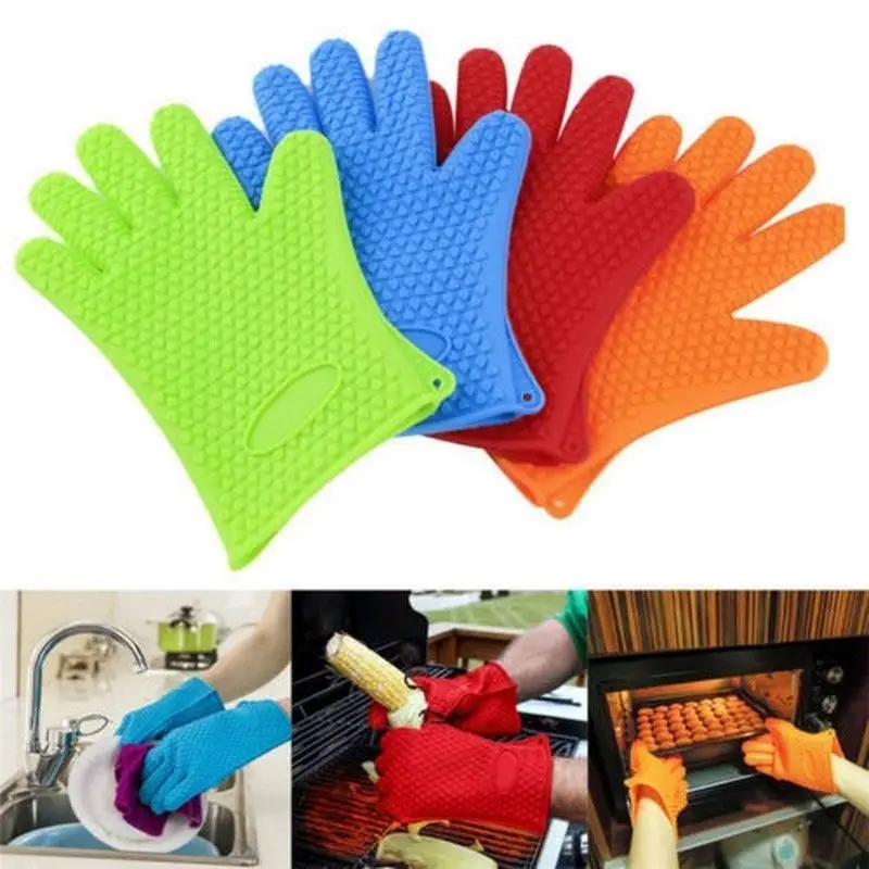 

1Pcs Kitchen Microwave Mitt Insulated Oven Heat Resistant Silicone Glove Oven Pot Holder Baking BBQ Cooking Non-slip Tool Kitc
