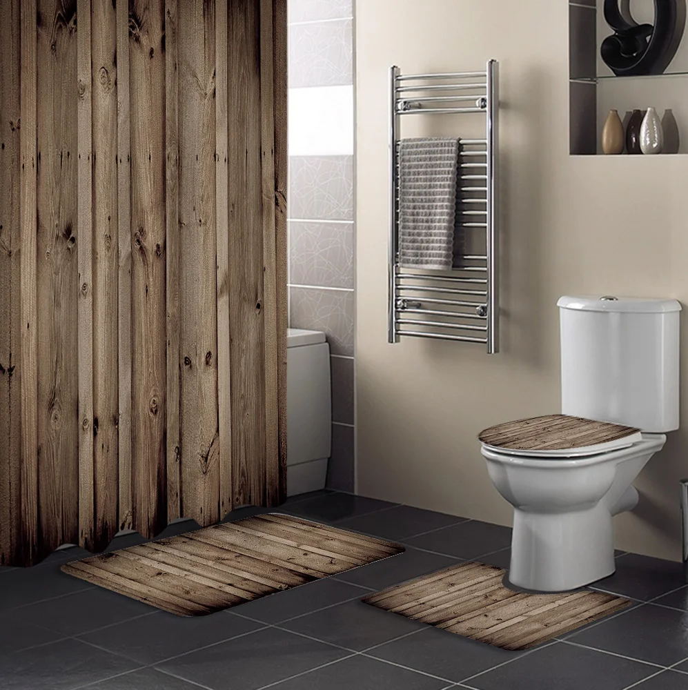 Винтажные коричневые деревянные доски для душа Противоскользящие коврики