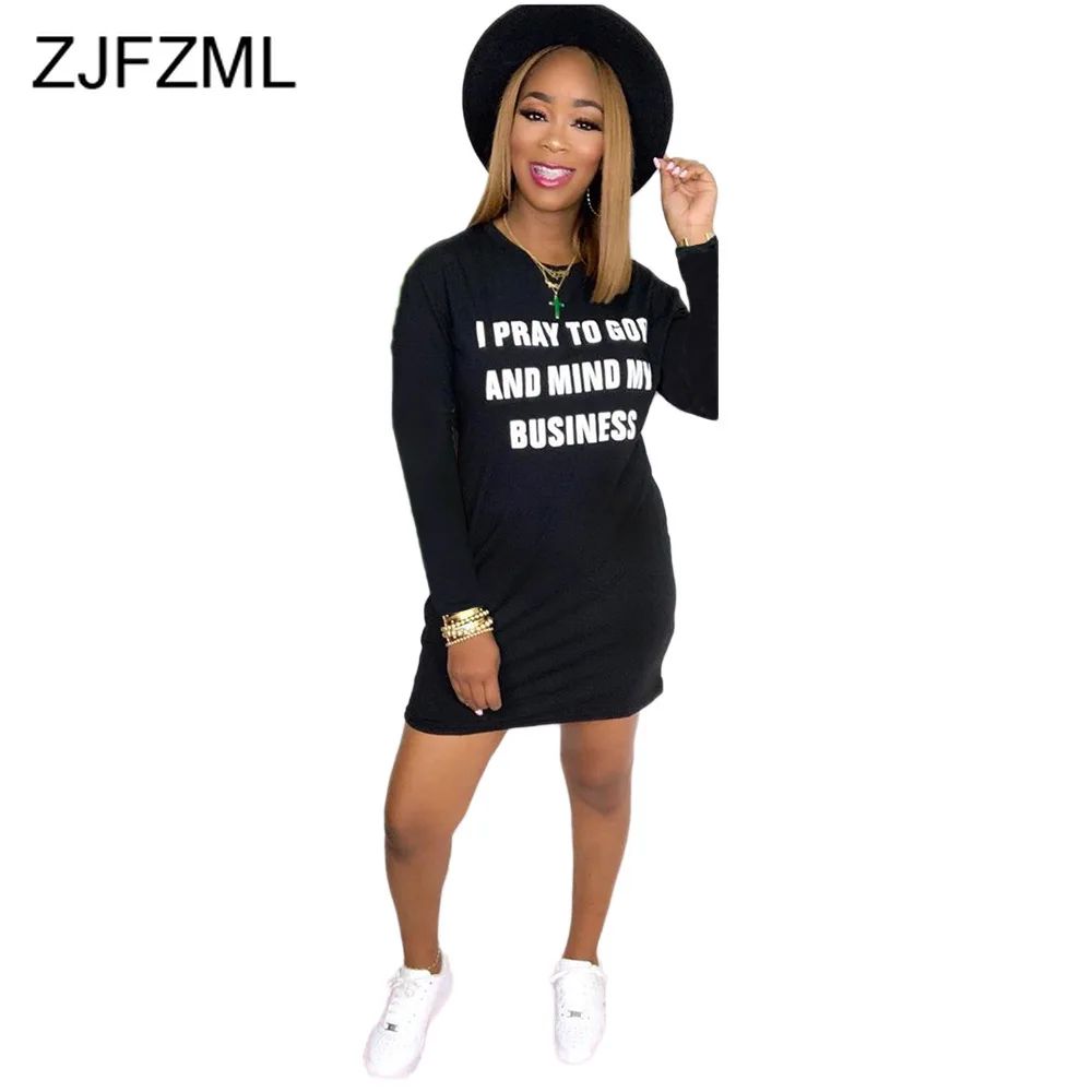 Белые Повседневные платья-футболки с буквенным принтом женские модные платья