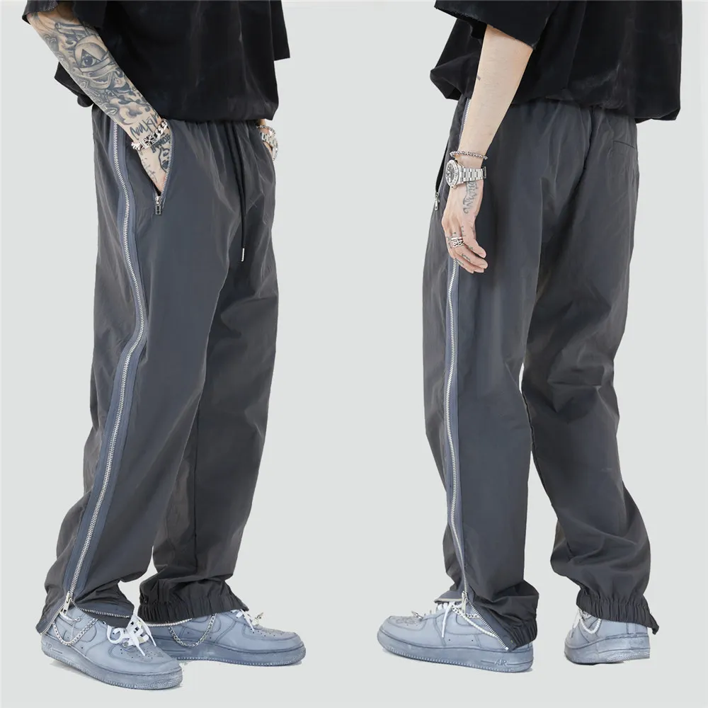 

Pant Men Women 2021 New Side Zipper Design Casual Streetwear Oversized Hip Hop Fashion Joggers Quick Dry Trousers
