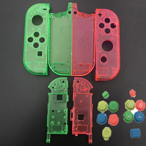 ClearGreen ClearPink 10 комплектов пластиковый чехол Joy Con для nintendo Switch, прозрачный пользовательский контроллер, цветные кнопки - Цвет: ClearGreen ClearPink