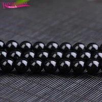 high quality natural black tourmaline stone round shape loose spacer smooth beads 4681012mm diy jewelry accessory 38cm sk58