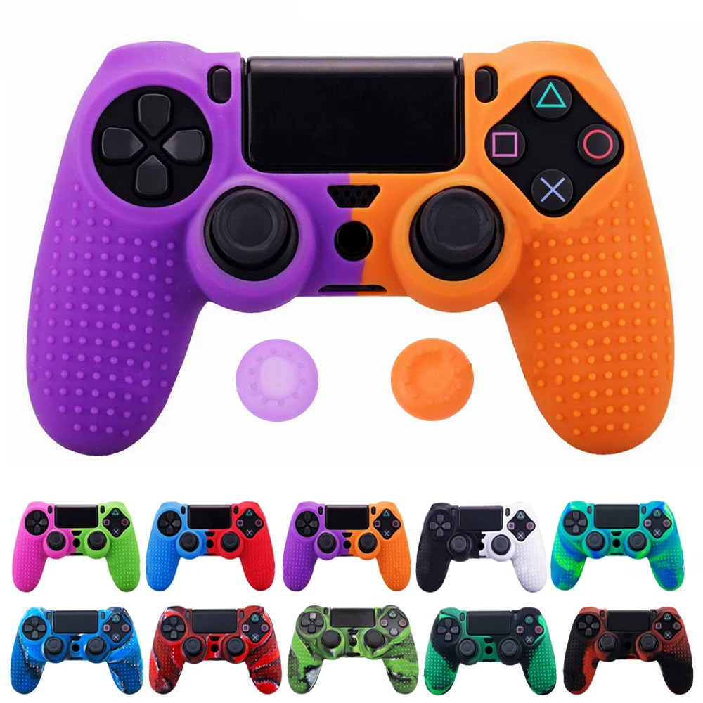 Силиконовый чехол ZOMTOP для Dualshock 4 PS4 Pro, тонкий чехол для контроллера и насадки для большого пальца для PlayStation 4, игровые аксессуары