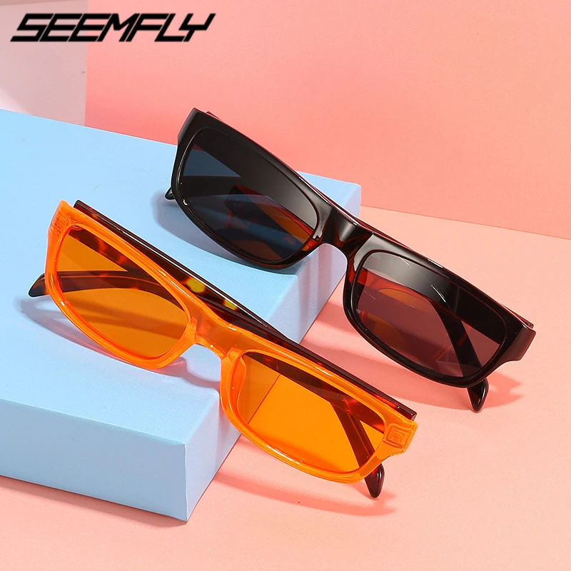 

Солнечные очки Seemfly в прямоугольной оправе UV400 для мужчин и женщин, небольшие винтажные солнцезащитные аксессуары для вождения и спорта
