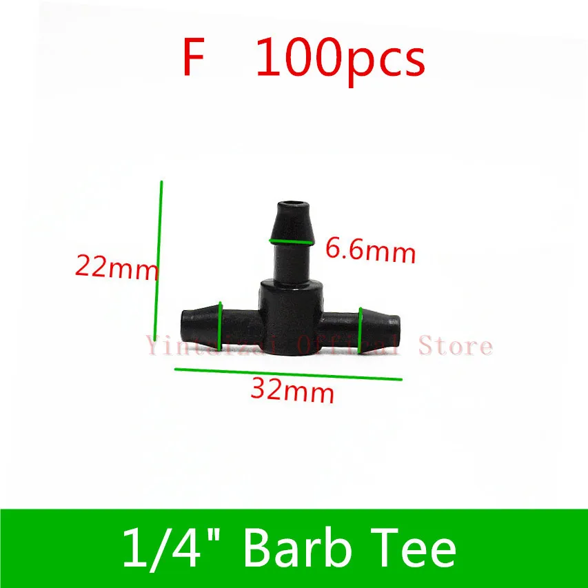F 100pcs 100 шт. 1/" вставка штыревой соединитель локоть крест для 4/7 мм Microtube полива сада инструменты капельного полива и орошения фитинги - Цвет: F 100pcs