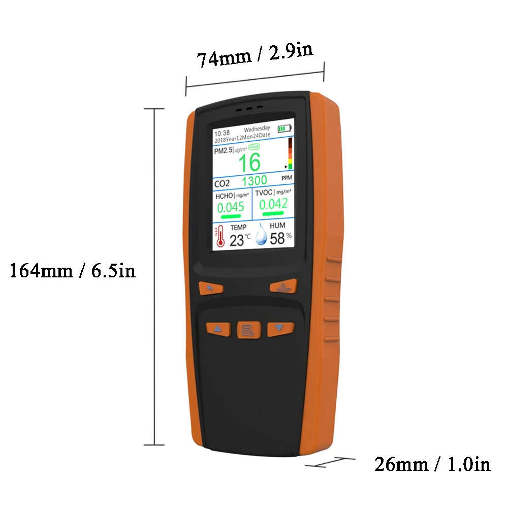 Многофункциональный профессиональный ручной HCHO TVOC PM2.5 CO2 AQI детектор термометр и гигрометр анализатор качества воздуха