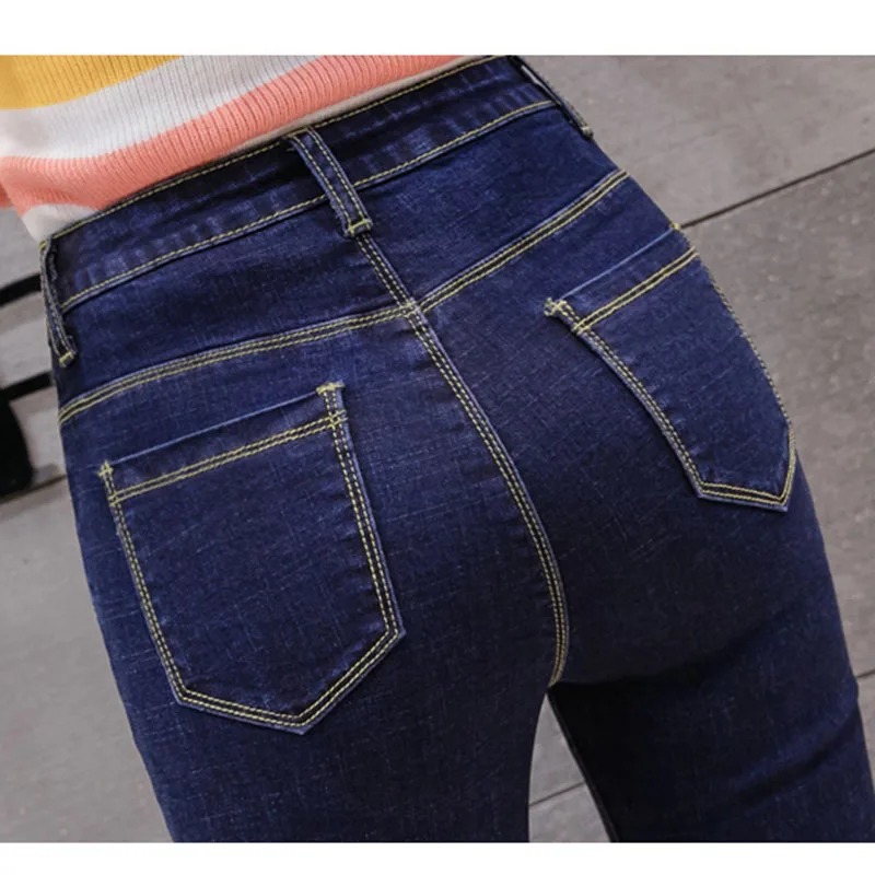 

Women Jeans 2020 Spring Autumn New High Waist Flare Jeans Pants Ladies Wide leg Nine pants Female Stretch Denim Trousers W1698