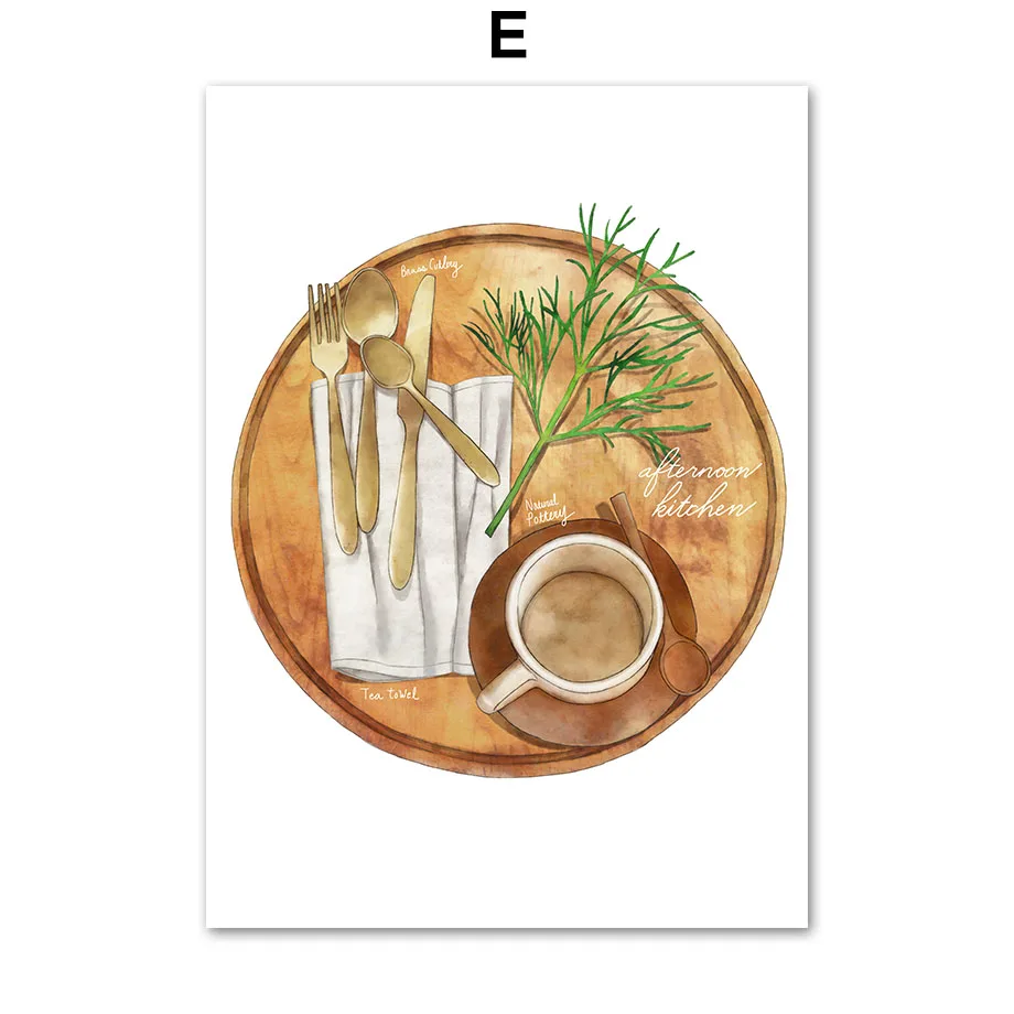 

Cutlery Knives Vegetable Coffee Modern Wall Art Canvas Painting Nordic Posters And Prints Wall Pictures For Kitchen Room Decor
