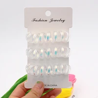 3pcs new fashion thick shining spiral cord elastic hair band white bling telephone wire pearl hair ties for thickthin hair