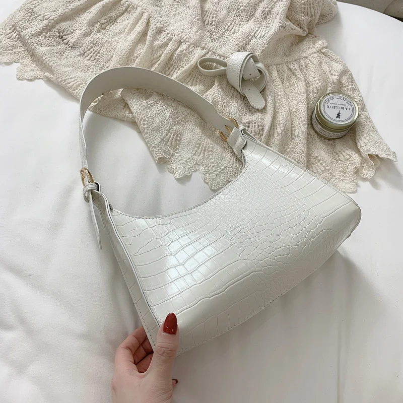 

Small Stone Pattern PU Leather Shoulder Underarm Bags For Women 2021 Summer Travel Simple Handbags And Purses Female