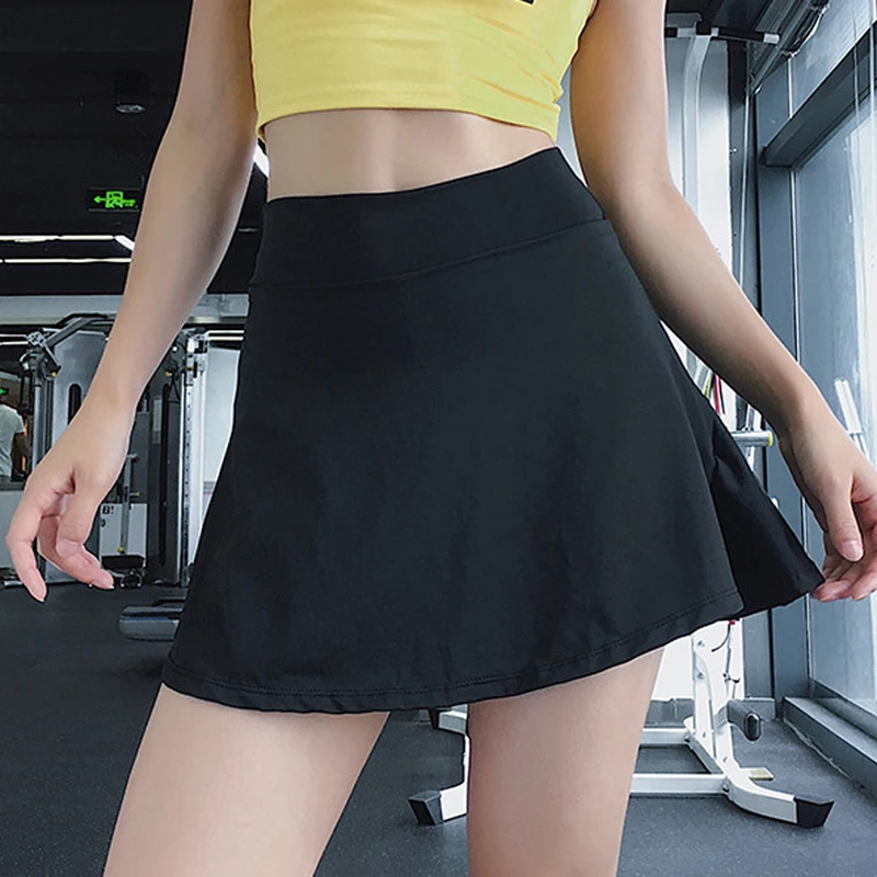 

2022 Sports Tennis Yoga Skorts Fitness Short Skirt Badminton Breathable Quick Drying Women Sport Anti Exposure Tennis Skirt