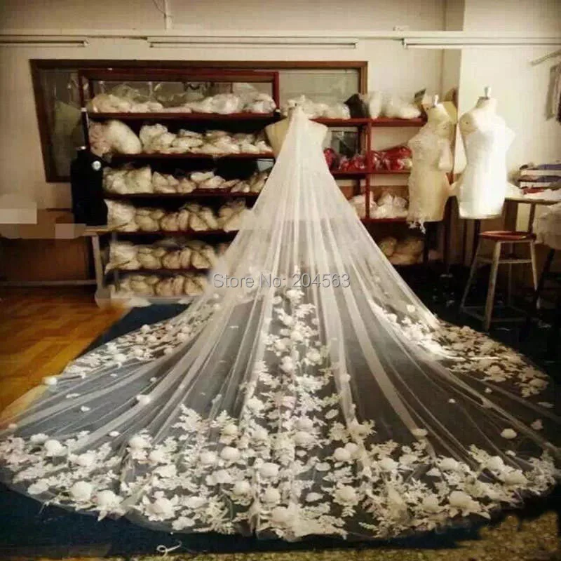 Роскошная Однослойная свадебная фата с цветами длинная уникальная Фата