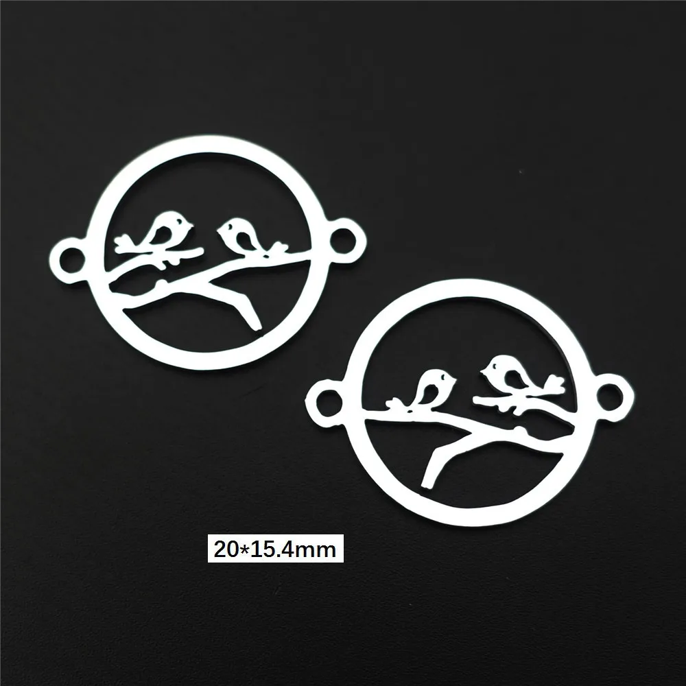 

Love Bird Connector Link Stainless Steel Charm with Holes Flying Sparrow Swallow Paloma Swan Flamingo Peace Dove Eagle 5 Pieces