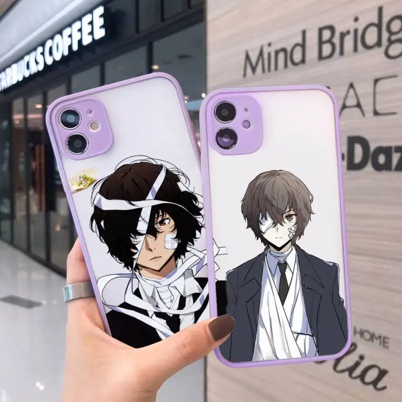 

Bungo Stray Dogs Phone Case For iPhone 12 11 Mini Pro XR XS Max 7 8 Plus X Matte transparent Purple Back Cover