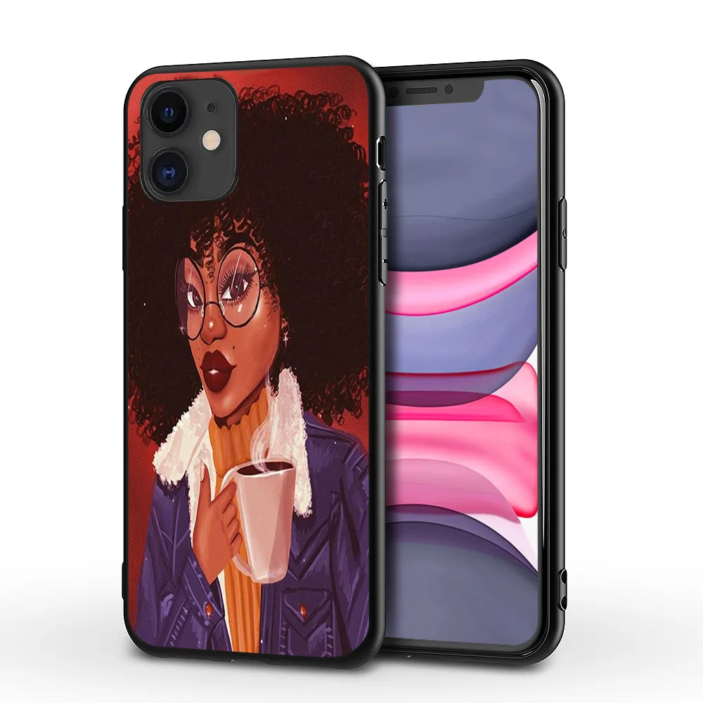 Силиконовый чехол для телефона Melanin с Африканской девушкой iPhone 11 Pro Max 7 8 6 6splus SE 2020 5