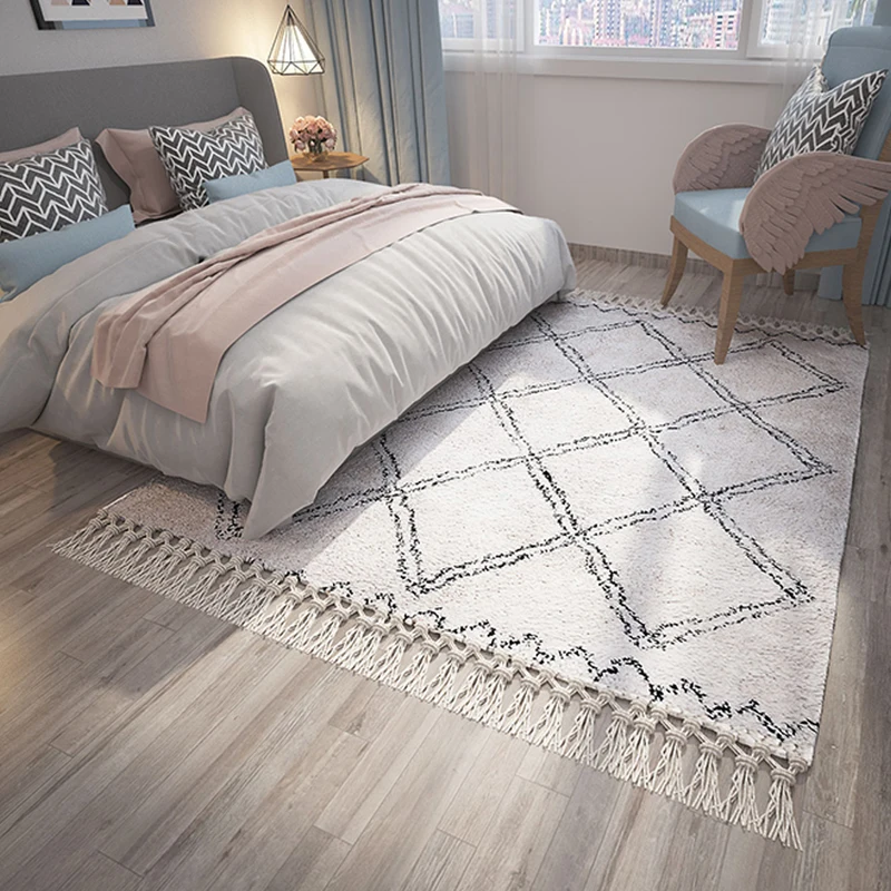 

Nordic Tassel Fluffy Carpet Livingroom Home Shggy Bedroom Rug Sofa Coffee Table Floor Mat Study Room Decorative Rugs And Carpets