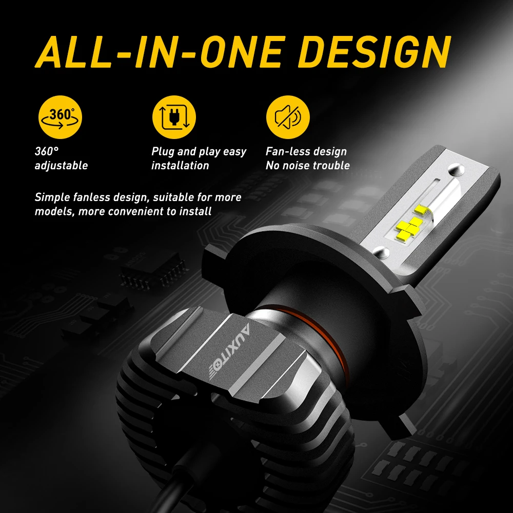 AUXITO 2 шт. H4 9003 HB2 светодиодный лампы для фар 12 В 24 в H11 H8 автомобилей мотоцикла
