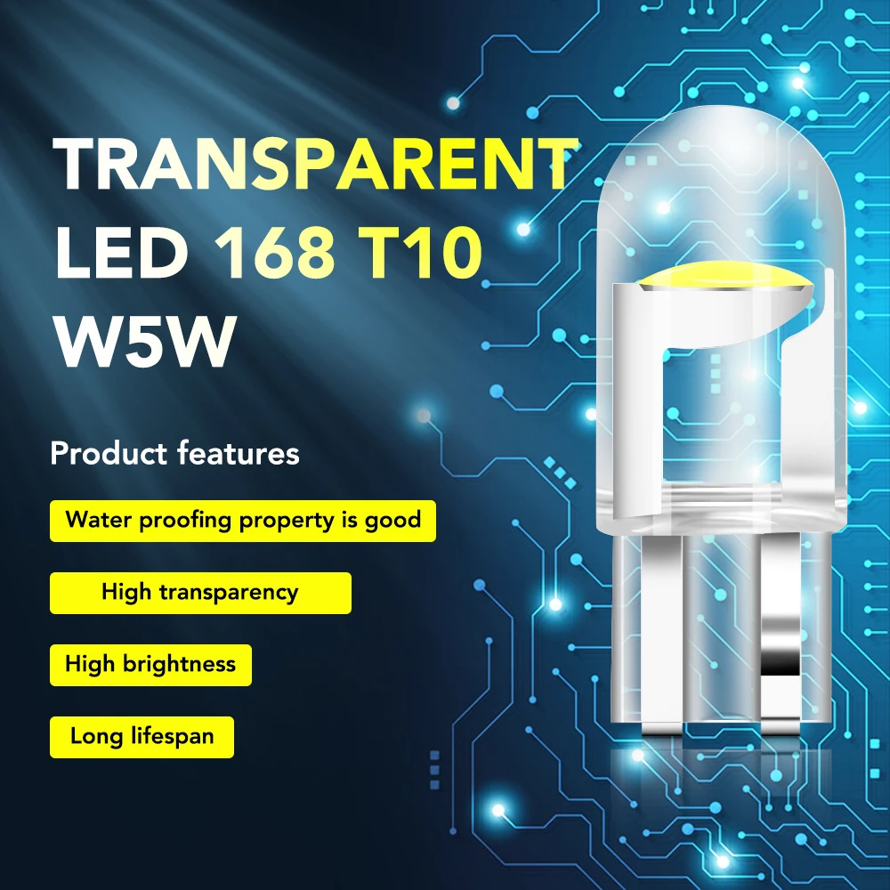 Лампа автомобильная W5W 194 T10 стеклянный корпус Cob LED для Mitsubishi motors asx lancer 10 9 x outlander xl
