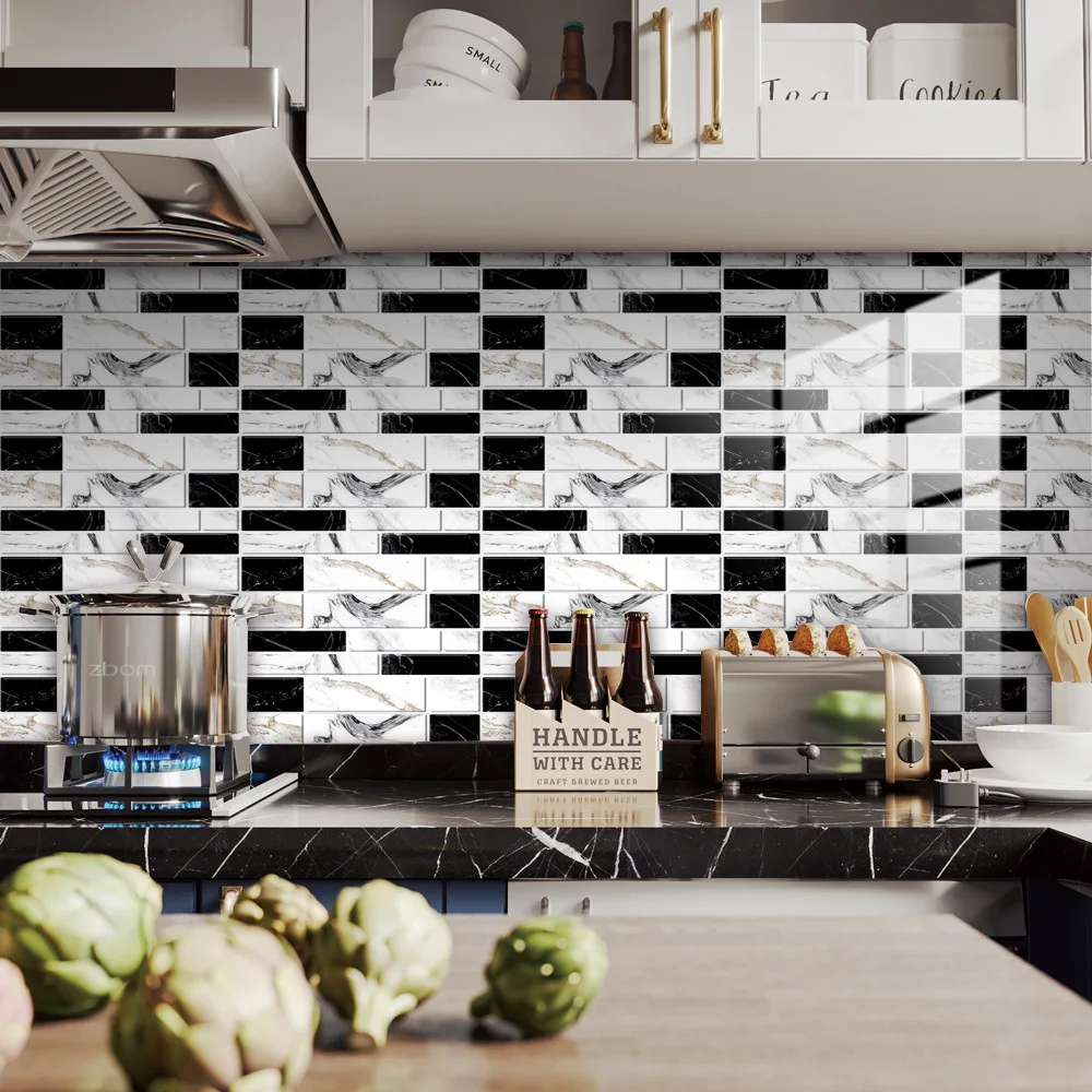 10x20cm tile stickers crystal bright film kitchen bathroom waterproof wallpaper 12 pcs decoration diy self adhesive stickers free global shipping